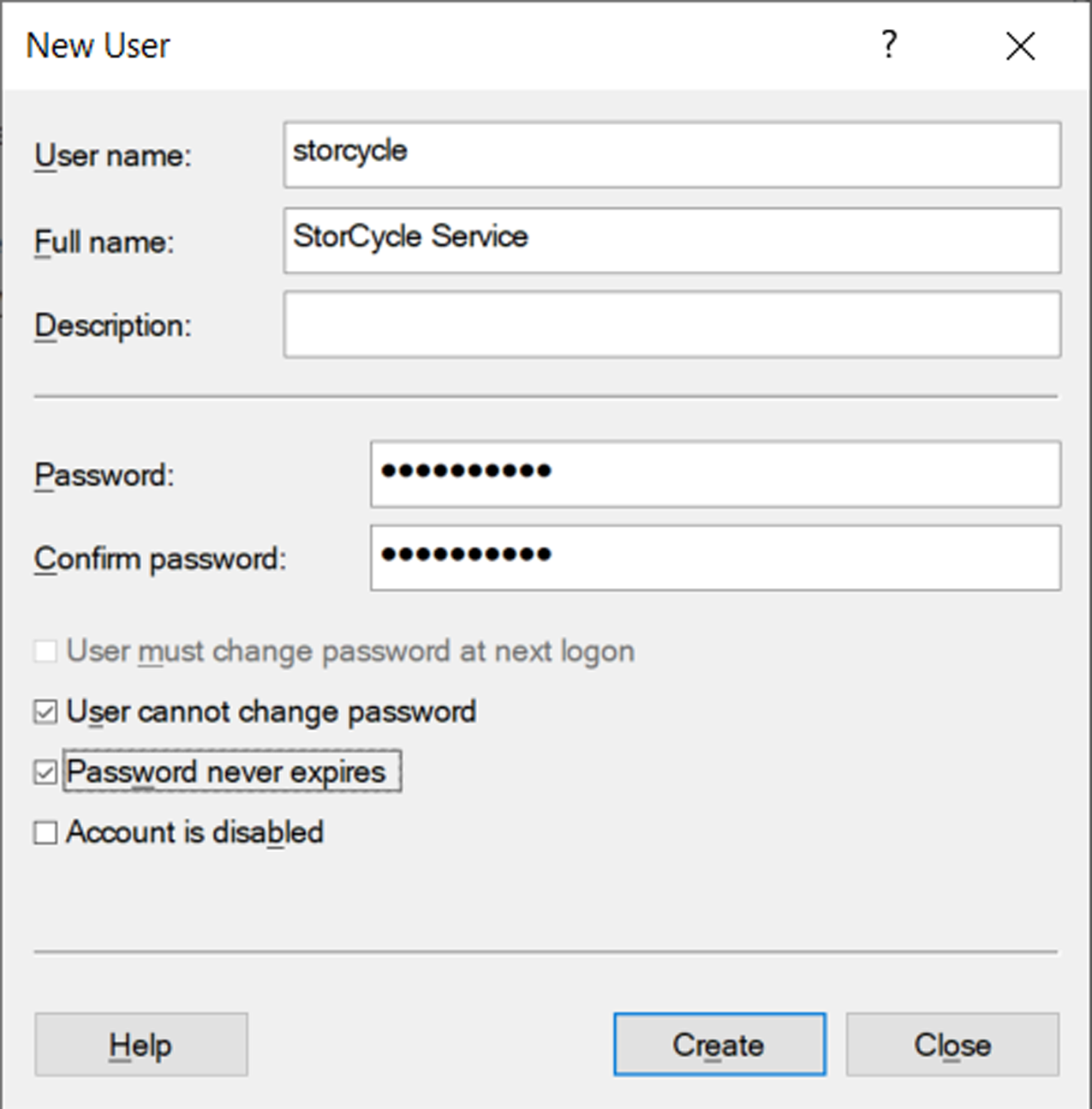 Create the Service User Account